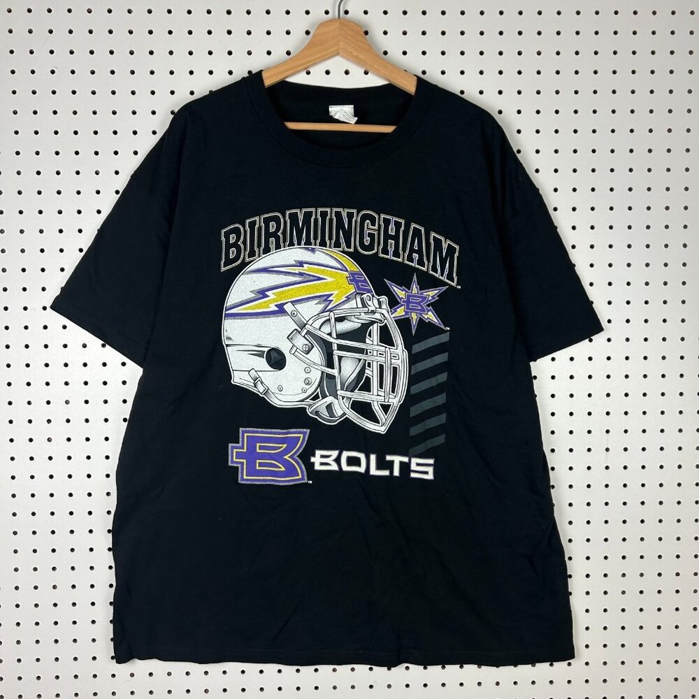 Birmingham Bolts Vintage T Shirt XL Black Graphic XFL Football Drew‎ Pearson Y2K